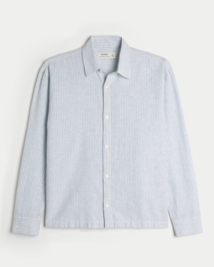 Camisa De Rayas Azul Manga Larga