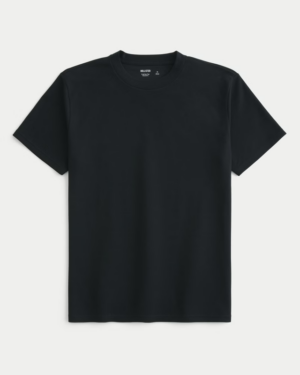 Franela Cooling Tee Negra Caballero Hollister