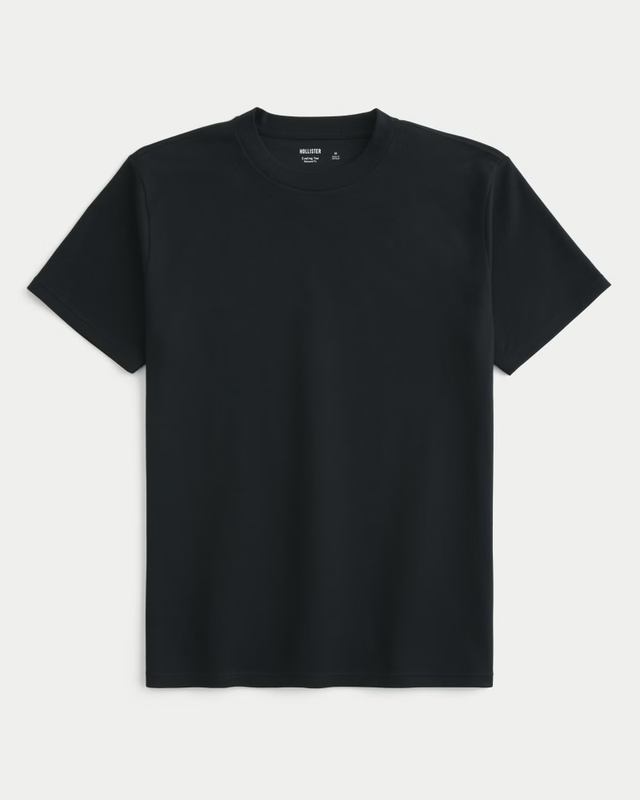 Franela Cooling Tee Negra Caballero Hollister