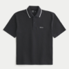 Chemise Caballero Boxy Negro Envejecido Borde Cuello Hollister
