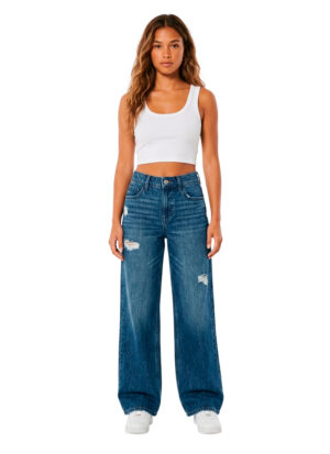Jean Baggy Azul Rasgado Bajo