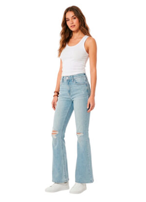 Acampanado Azul Claro Rasgado Curvy Alto