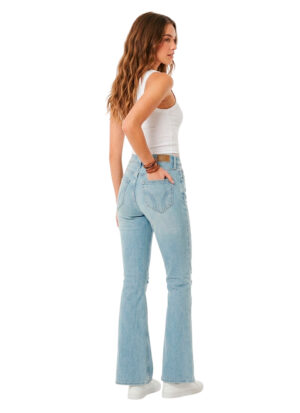 Alternative view of Acampanado Azul Claro Rasgado Curvy Alto