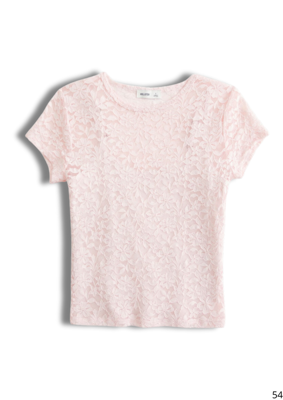 Blusa De Encaje Con Franelilla Rosa