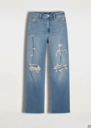 Alternative view of Pantalón Dad Azul Claro Rasgado