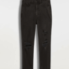Pantalón Mom Negro Rasgado Ultra Alto