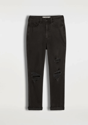 Pantalón Mom Negro Rasgado Ultra Alto