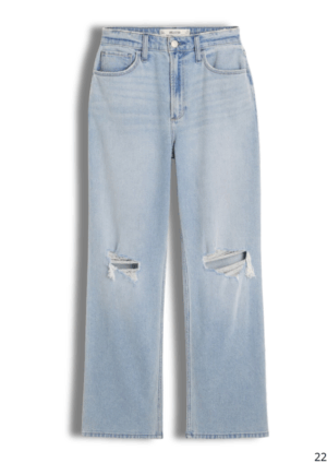 Pantalón Dad Rasgado Azul Claro Alto Con Curvas