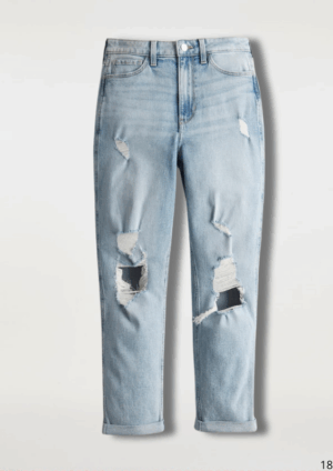 Pantalón Mom Azul Claro Rasgado Ultra Alto Con Curvas