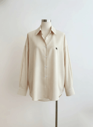 Alternative view of Camisa Manga Larga De Rayas Caqui Dama