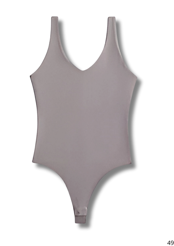 Body Gris Sin Manga Cuello V - Image 2