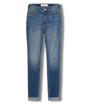 Súper Skinny Azul Con Dobles Rasgados Alto Con Curvas