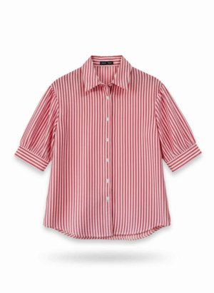 Alternative view of Camisa De Rayas Roja Dama Manga