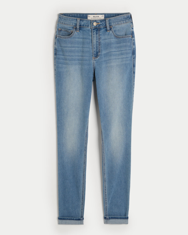 Súper Skinny Azul Con Dobles Alto Con Curvas
