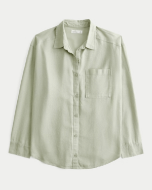 Camisa Verde Holgada Lino