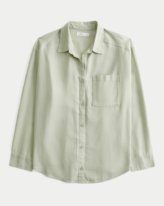Camisa Verde Holgada Lino