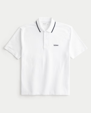 Polo Blanco Holgado de Hollister