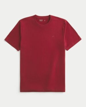 Franela Hollister Unicolor Roja Caballero