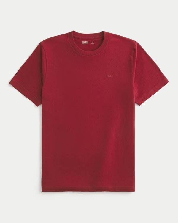 Franela Hollister Unicolor Roja Caballero