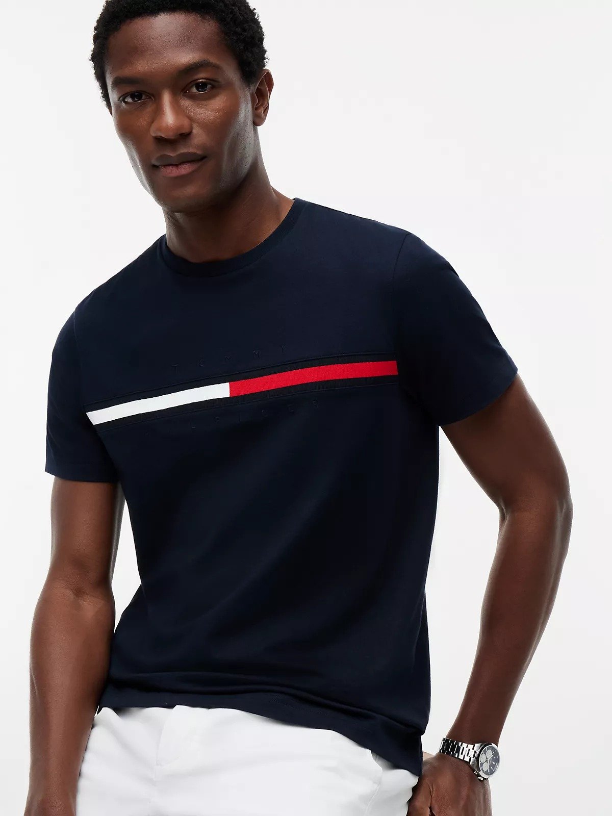 Franela Tommy Hilfiger Navy con Franja - Image 2